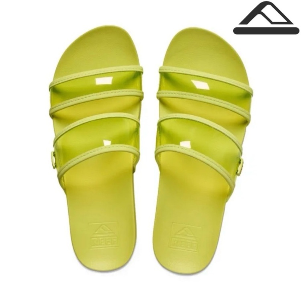 REEF | Citron Vista Hi Energy Neon Green Clear Strap Slide Platform Sandals